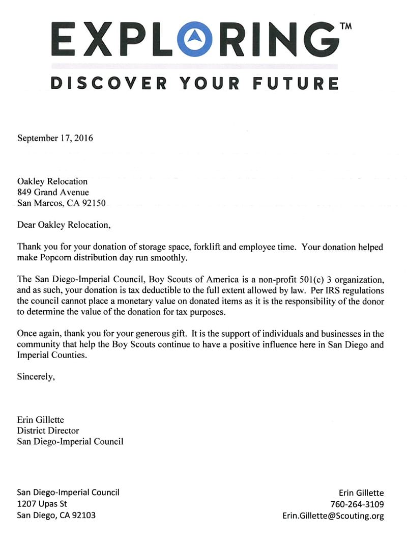 A Thank You Letter from the Boy Scouts of America – San Diego-Imperial Council